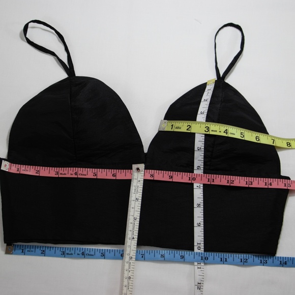 Black Strap Bustier Crop Top with Elastic/Zipper - Picture 6 of 6